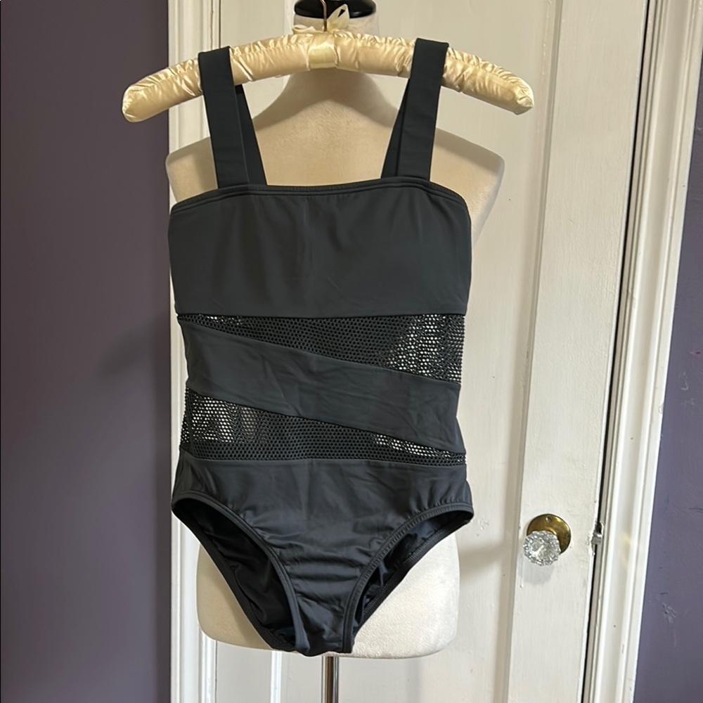 DKNY Mesh Panel One Piece Swimsuit